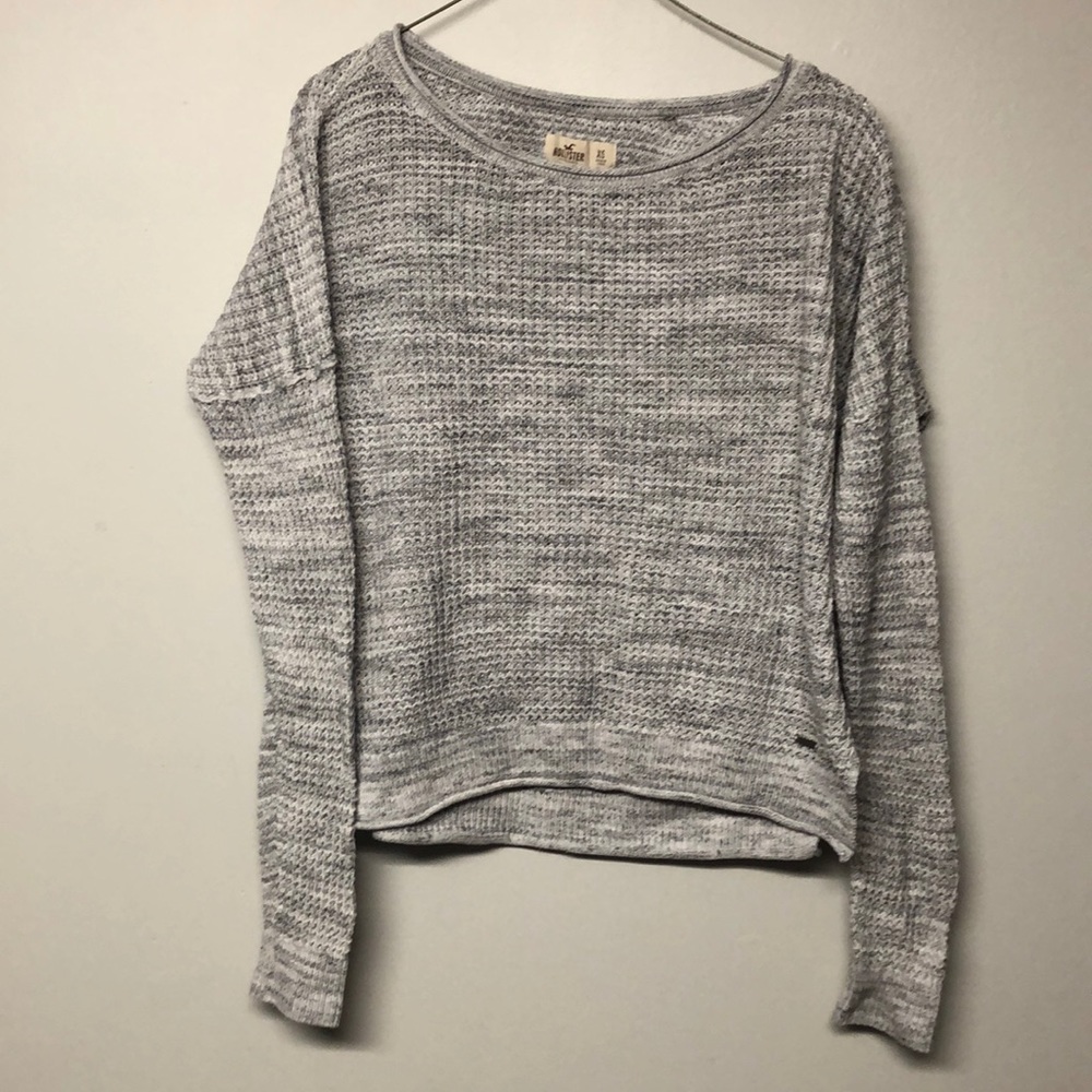 Hollister Open Crochet Crop Long Sleeve Sweater